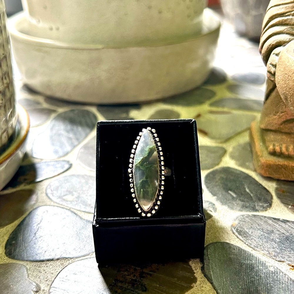 Moss Agate Sterling Silver Ring